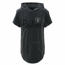 Outerstuff NFL Football Youth Girls Oakland Raiders Short Sleeve Velvet Hood Top