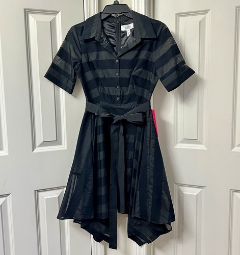 Belle Badgley Mischka Short Sleeve A-Line Shirt Dress, Size-2