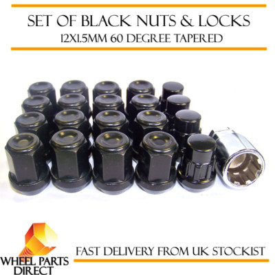 Black Wheel Nuts & Locks (16+4) 12x1.5 Bolts for Kia Pro Cee'D [Mk1] 07-13