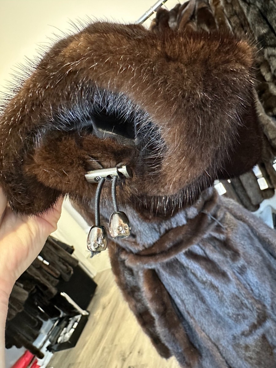 Luxury Womens Real 1109907 size M Mink brown Fur Coat Hooded Luxury Womens Real 1109907 size M Mink brown Fur Coat Hooded