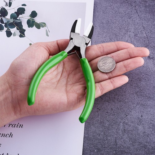 5.3" Strong Carbon Steel Flat Nose Pliers w/ White Nylon Jaw LimeGreen Hand Tool - Picture 7 of 9