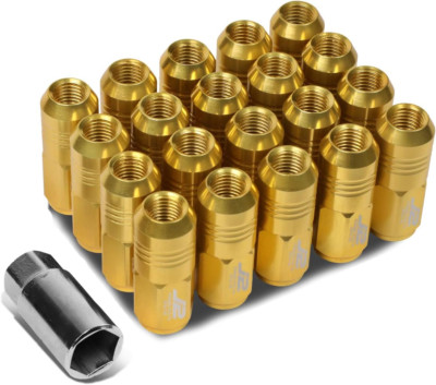 7075 Aluminum Gold M12 X 1.5 20Pcs L: 50Mm Close End Lug Nut W/Socket Adapter