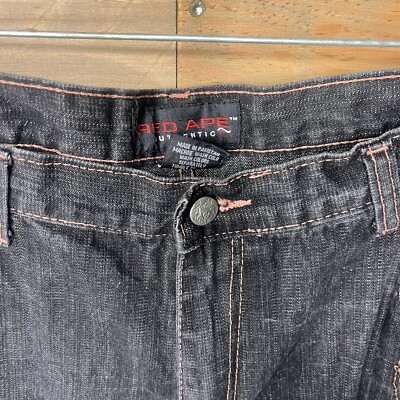 Vintage Red Ape Y2K Baggy Jeans Embroidered Denim Cyber Goth