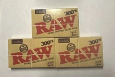 RAW Classic 300s 1 1/4 1.25 Cigarette Rolling Papers -3 PACKS Tobacco Use Only