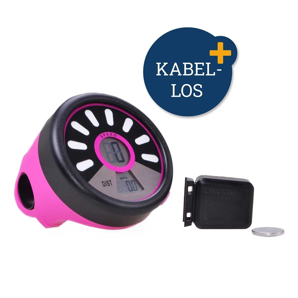 Kinder Fahrradcomputer rosa 2 Funktionen Kabellos Batterie Zubehör
