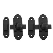 Black Cabinet Latch Slide Bolt Wrought Iron Door Side Bolt Latch Pack of 2