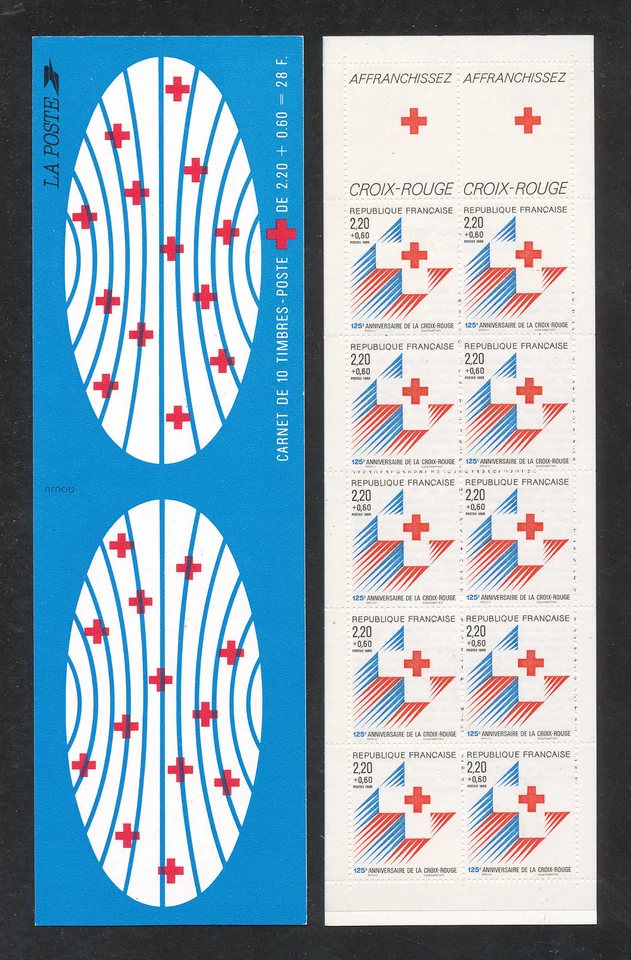 FRANCE - Carnet/Feuillet CROIX-ROUGE #2037 - 125e anniv. Croix-Rouge - 1988 - Photo 1/1