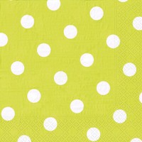 "200 Tissue Servietten 3-Lagig 1/4-Falz 40 Cm LimonengrüN \"Dots\" Dekorservietten"