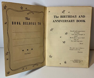 VTG 1945 The Birthday and Anniversary Book 31 Page Booklet Written
