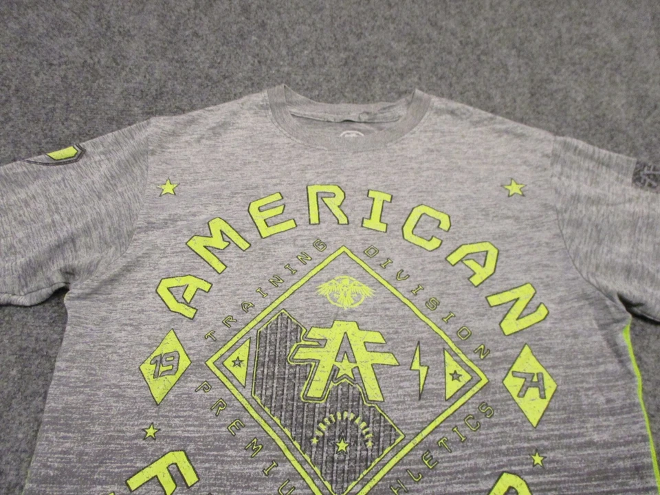 Camisa American Fighter Para Hombre Pequeña Gris Manga Corta Gráfico Algodón Adulto Verde Foto 2 de 4