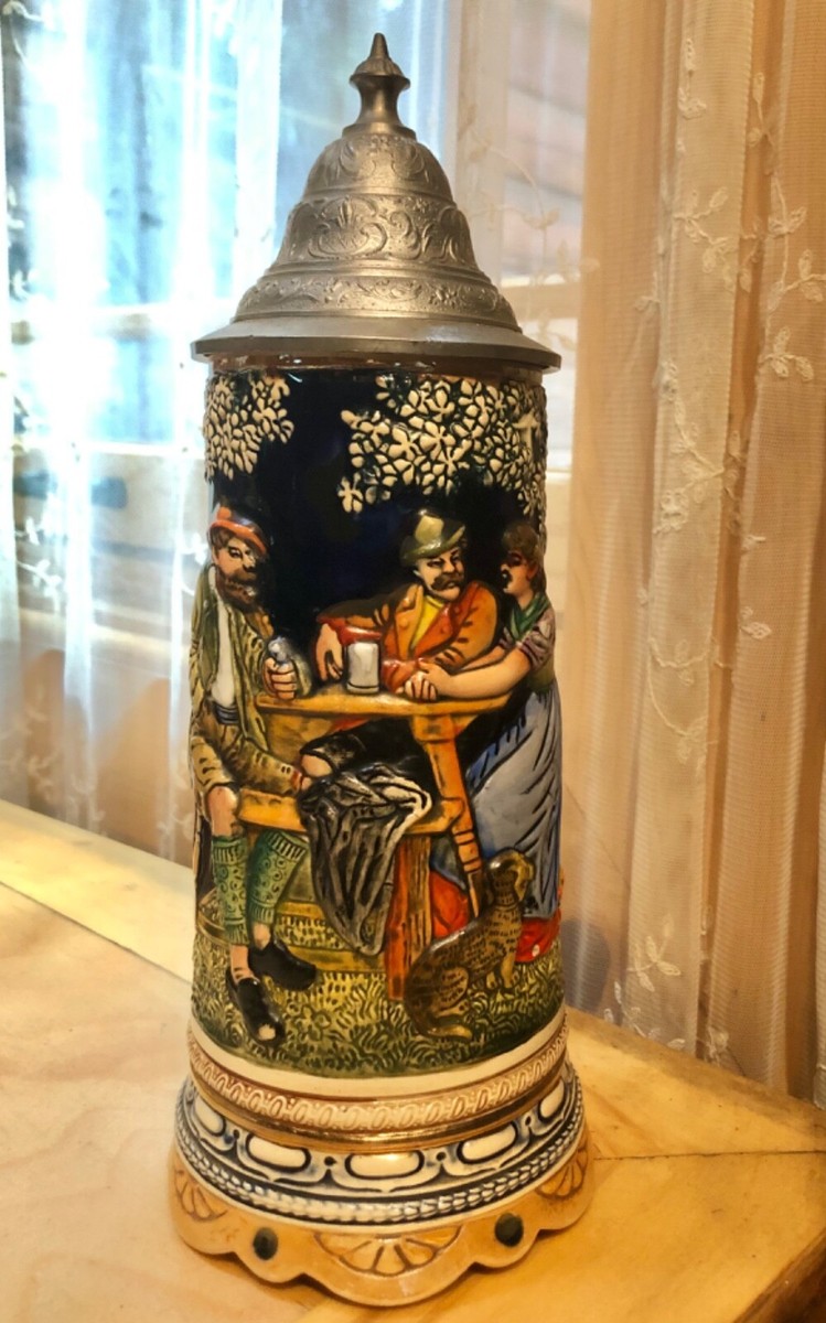 Vintage Thorens Music Box Switzerland Beer Stein (German) 10.5