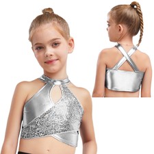 Kids Girls Tops School Blouse Gymnastic Vest Camisole Crop Top Jazz T-shirt Tee