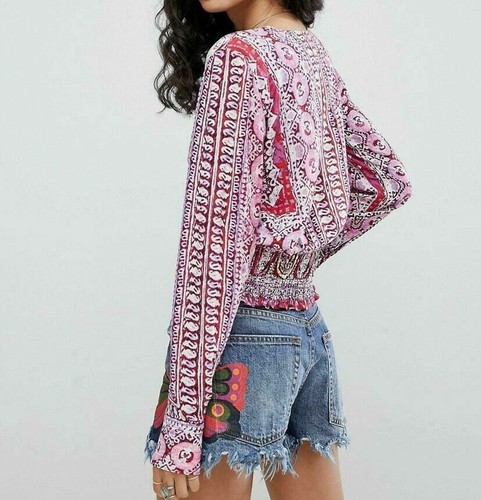 Camicetta nuova con etichette $98: Free People Wild & Free stampa ritagliata in rosso taglia: M - Foto 10 di 12