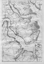 CIVIL WAR HARPER'S WEEKLY MAP OF YORKTOWN POSITION OF REBELS UNDER JEFF DAVIS