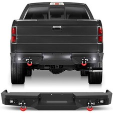 Off-road Rear Bumper With Led Lights Sensor Holes For 2009-14 Ford F150 Black
