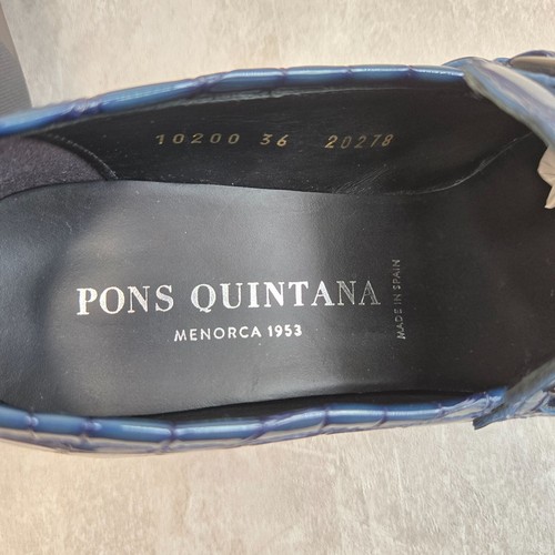 Preppy Platform Loafers Sz 6 Blue Croc Patent Leather Chunky Heeled Dress Shoes - Picture 11 of 13