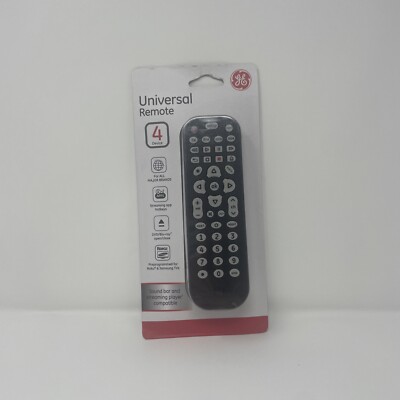 GE Universal Remote Control 4-Device Configuration for all Brands (Black) - New