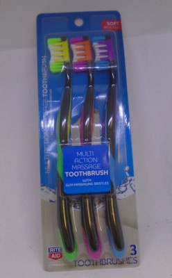 Rite Aid Oral Care Multi Action Massage Toothbrush 3 pack