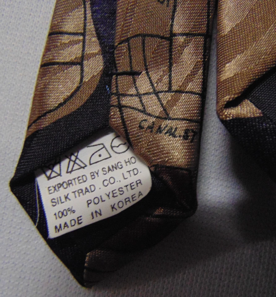 Corbata Fratello Hecha a Mano Mapa de la Ciudad de Nueva York Liberty, Torres del World Trade Center Foto 4 de 4