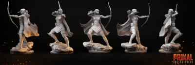 DnD Mini Elf Female Fighter Azel 32mm Scale TTRPG