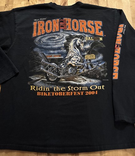 2004 Biketoberfest Iron Horse Saloon T-Shirt Size Large Ridin The Storm Out P12 - Picture 11 of 14