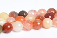 6MM Natural Multicolor Rutilated Quartz Beads A Micro Faceted Round Beads 15"