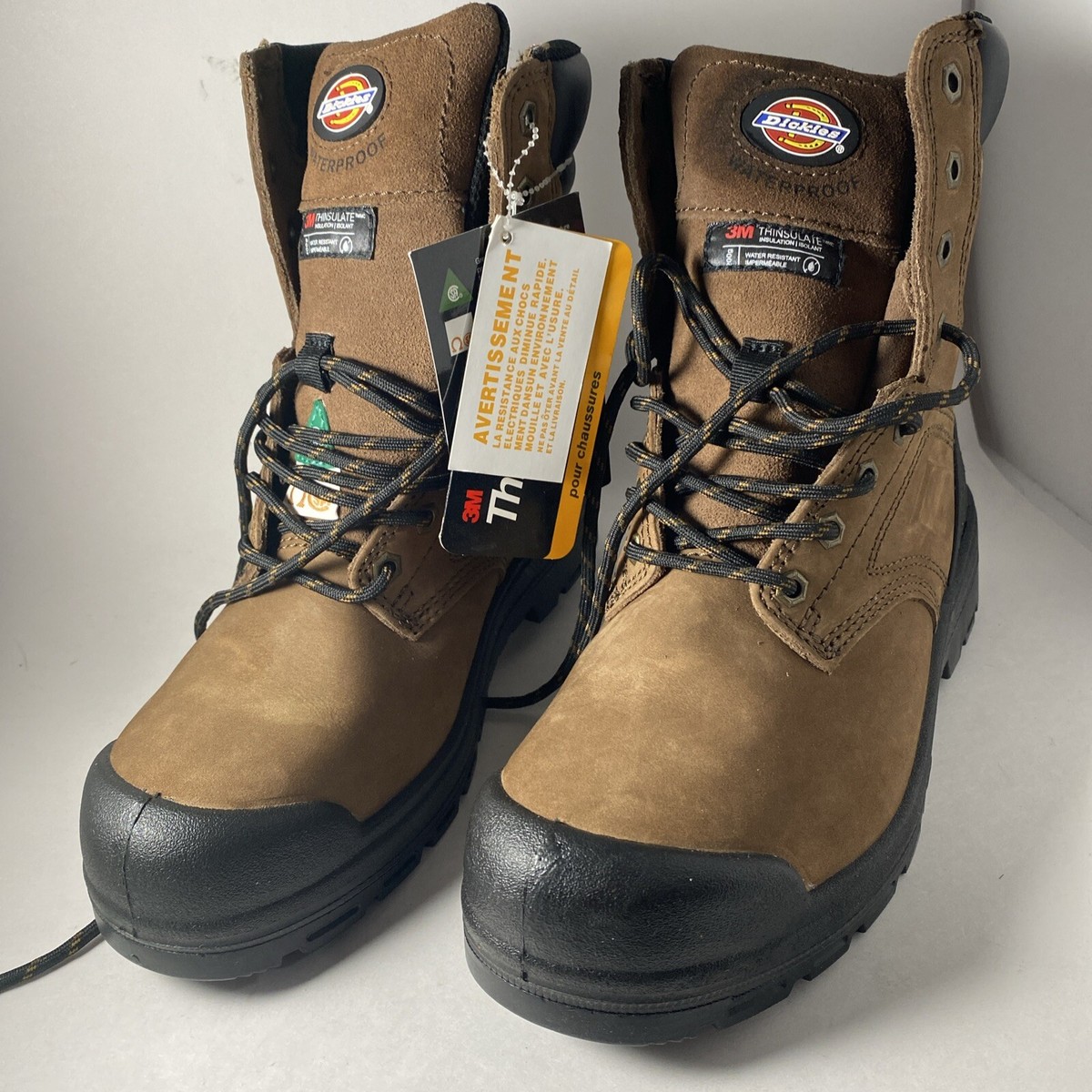 Dickies Men’s Steel Toe Waterproof Work Boots Tan Leather Size 7.5 ASTM F2413-11 Justin Work Stampede Men main image 3