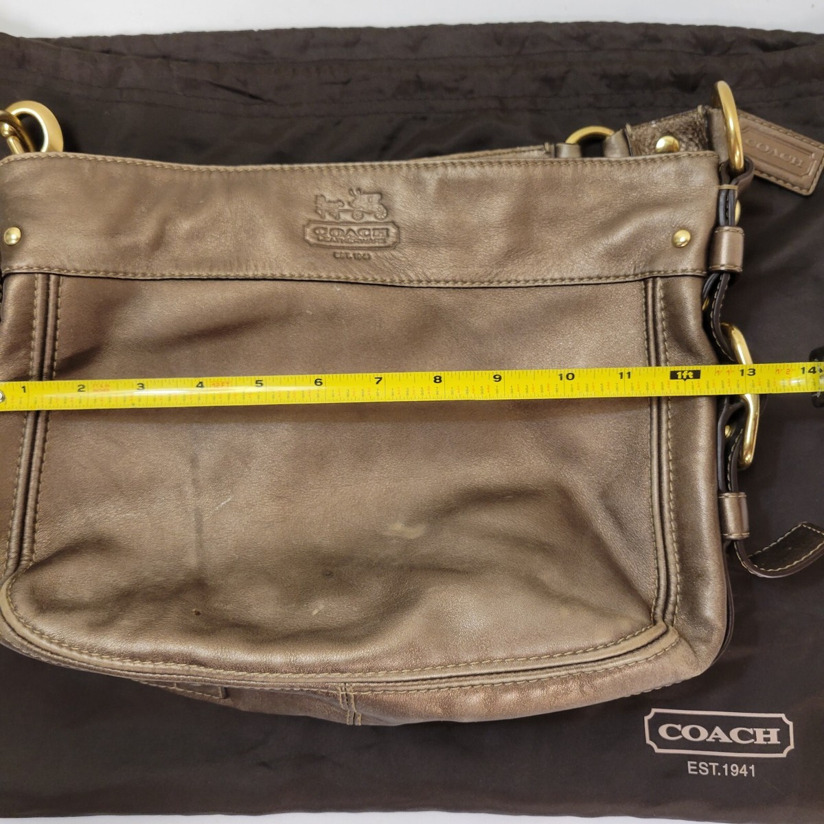 COACH 12671 Zoe Metallic Copper Bronze Leather Hobo Gold Hdwr Zip