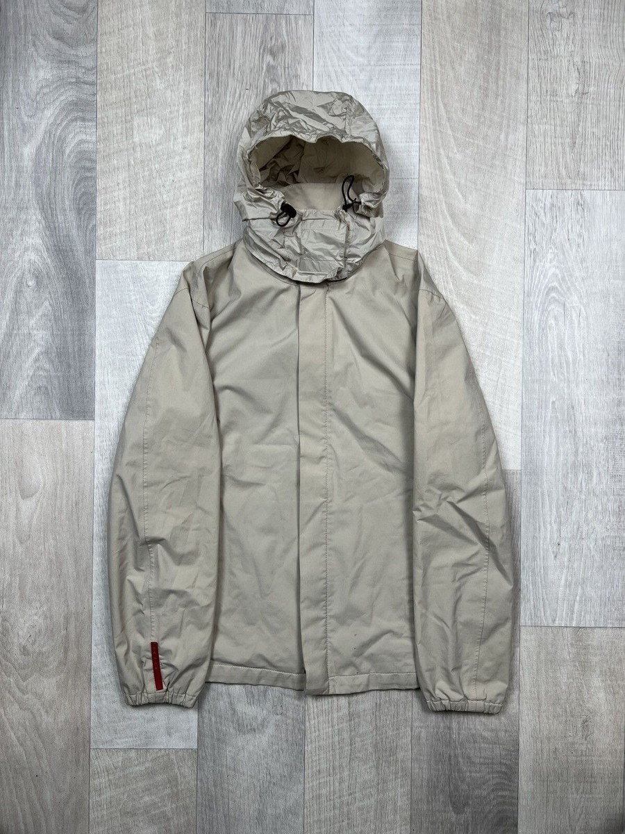美品 PRADA SPORT SGV693 ベージュ ジャケット 48 Men's Vintage Prada Gore Tex Jacket With Nylon Hood Size IT