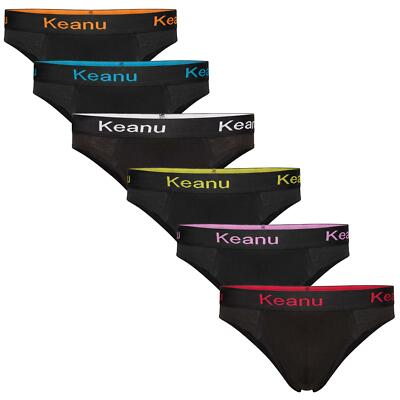 Herren 6er-Pack Keanu 100 % Baumwolle Slipper Slips Designer Bund Unterwäsche S - 2XL