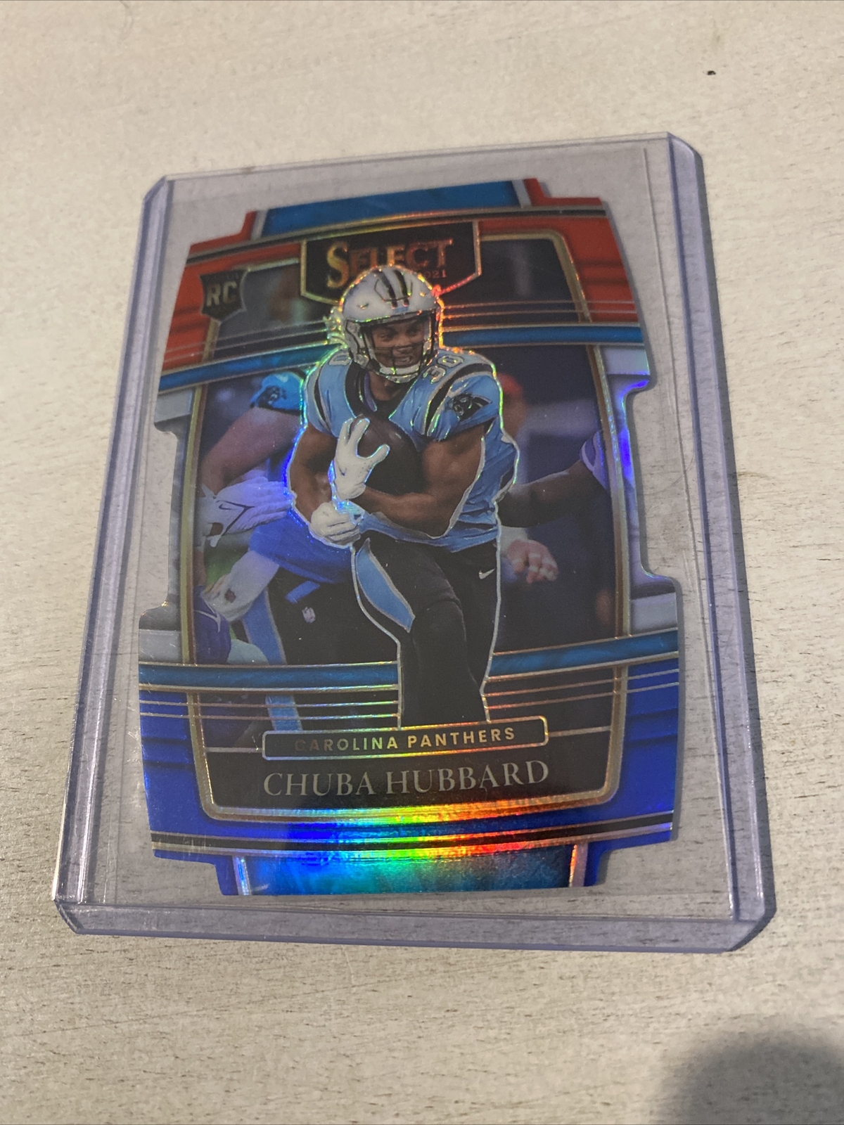2021 Select Chuba Hubbard Concourse Red Blue Prizm Die Cut Rookie RC #76