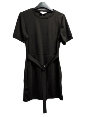 In The Style Billie Faiers schwarzes Kleid vorne Wickeloptik Größe UK 12 DH100 FF 03