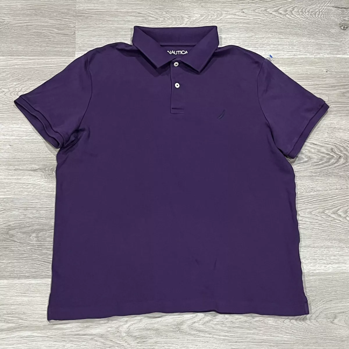 Nautica Mens Polo T Shirt XL X-Large Slim Fit Short Sleeve Purple Cotton  Logo