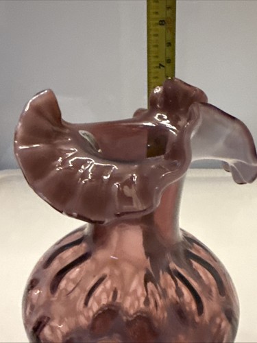 FENTON Vase RUFFLE TOP Coin Dot Pattern Crimped Glass - Picture 5 of 6