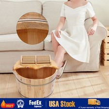 Foot Bath Barrel Tub With Lid Massage Roller for Soaking Relaxing Home Spa Care