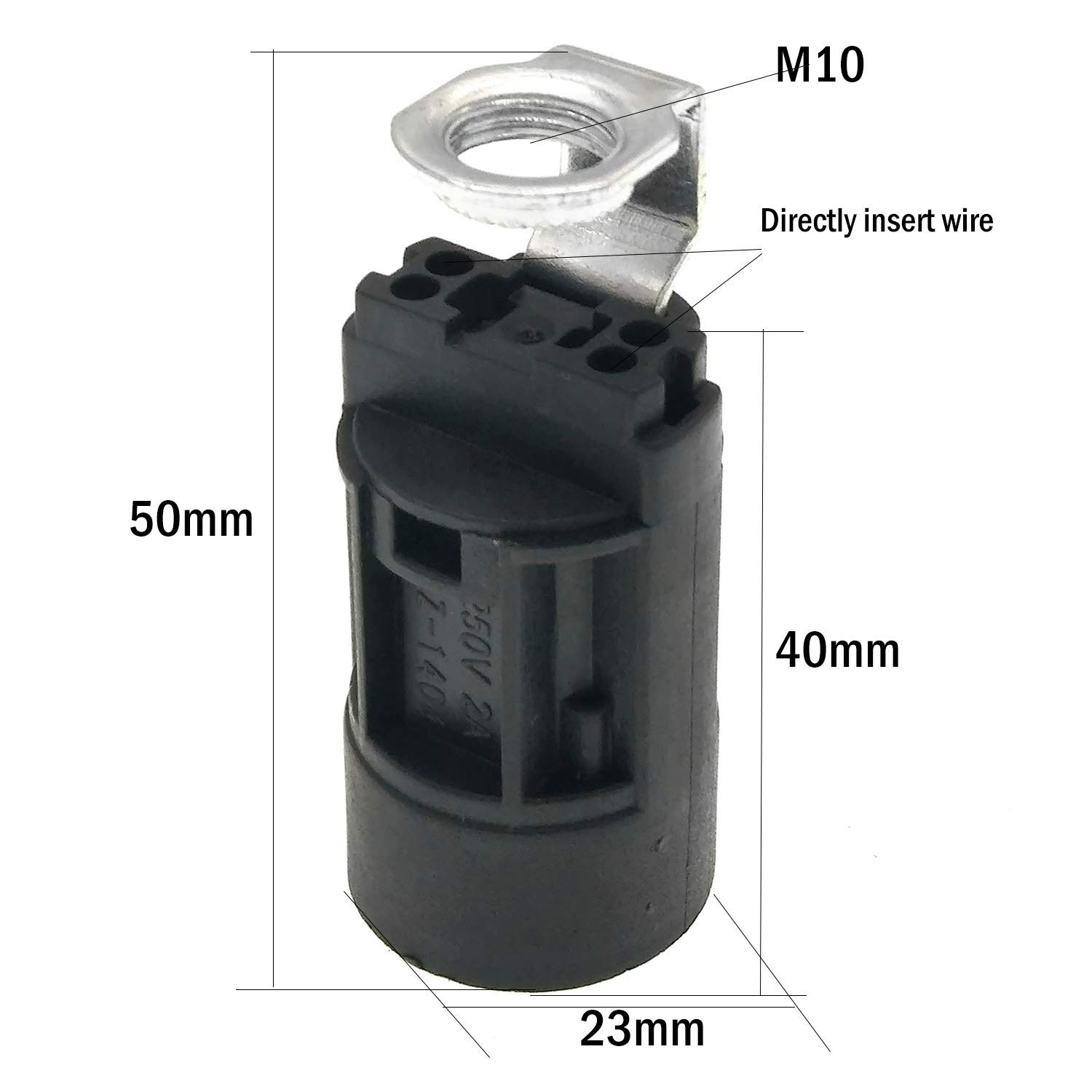 Douille thermoplastique E14 compacte noire 52 mm pour lampe fine - 2