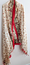 Silk Scarf Shawl Wrap Stole Dupatta Madhubani Style Detailed Border Soft Tassled