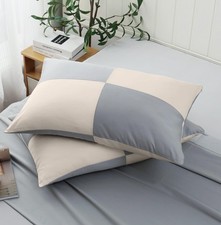 Two-Tone Pillow Cases Standard Size, 600 TC 100 Cotton Color-Block Pillowcas...