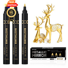BIGTHUMB 3Pcs Liquid Chrome Paint Markers, Gloss 1 Count Pack of 3 , Gold