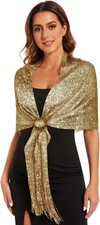 Sparkling Metallic Shawls and Wraps with Buckle,for Evening Party Wedding Bri...