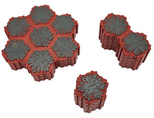 Heroscape Lava Terrain Red Hex Tiles 7 Pcs 3 2 Pcs 5 1 Piece 5 Total 13