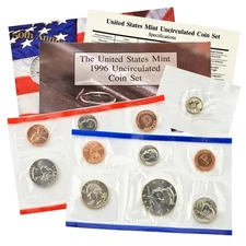 1996 US Mint Set 11 Coin P&D Uncirculated with ** 1996 W West Point Dime **