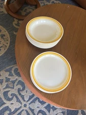 Corelle By Corning Almond Citrus Dinner Salad Plates Soup Bowl Set Vintage 14pxs