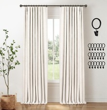 100 Blackout Curtains for Bedroom, Black Out Curtains 84 Inch Long, Clip Rin...