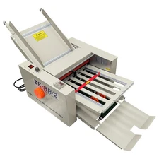 110V Auto Paper Folding Machine w/ 2 Folding Trays Adjustable Speed Paper Folder