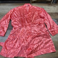 Victoria's Secret Pink Satin Floral Kimono Robe One Size Belted Ruffle Tie
