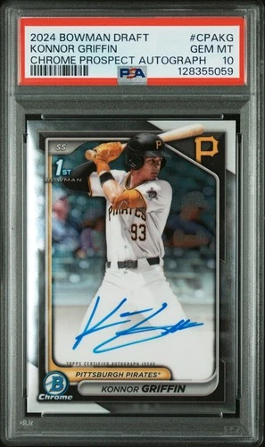 2024 BOWMAN DRAFT CHROME PROSPECT KONNOR GRIFFIN AUTO CARD # CPAKG PSA 10