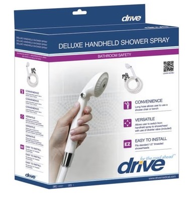 Drive Deluxe Handheld Shower Spray, 80-Inch Reinforced Hose White