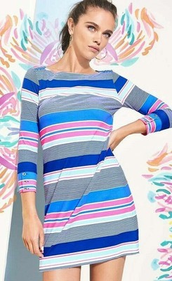 Lilly Pulitzer Sophie Jersey Shift Dress True Blue Kaleidoscope UPF 50 XXS