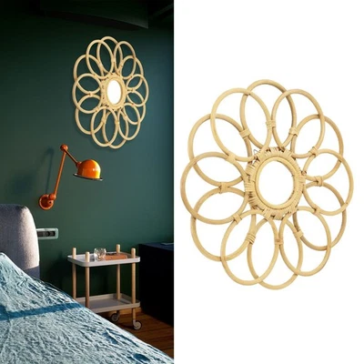45cm Rattan Mirror Round Retro Delicate Wall Decoration Mirror Decor For En OH - image 1 of 4